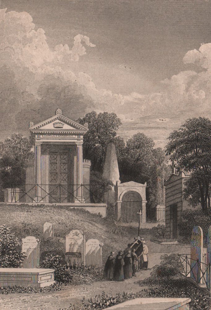 PARIS. Père Lachaise I. BICKNELL 1845 old antique vintage print picture